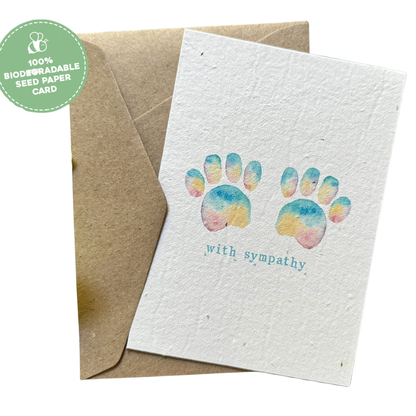 Forever in Our Hearts Double Paw Print - Plantable Pet Loss Card