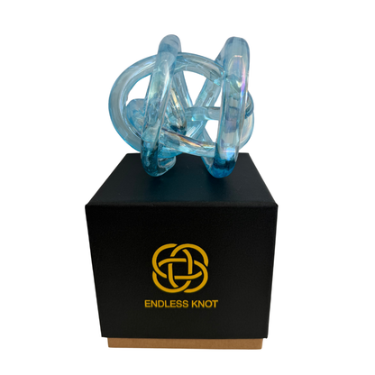 Glass Endless Knot - Iridescent Turquoise Blue | Grief Gifts Australia