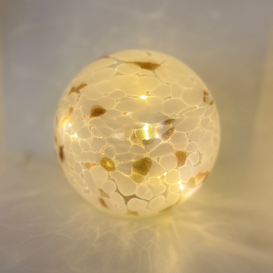 Glass Glow Light Round – White & Gold  | Grief Gifts Perth 