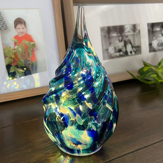 Glass Glow Teardrop Light - Blue | Sympathy Gifts Australia