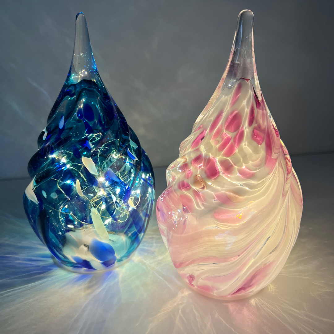 Glass Glow Teardrop Light - Pink & White | Sympathy Gifts Australia