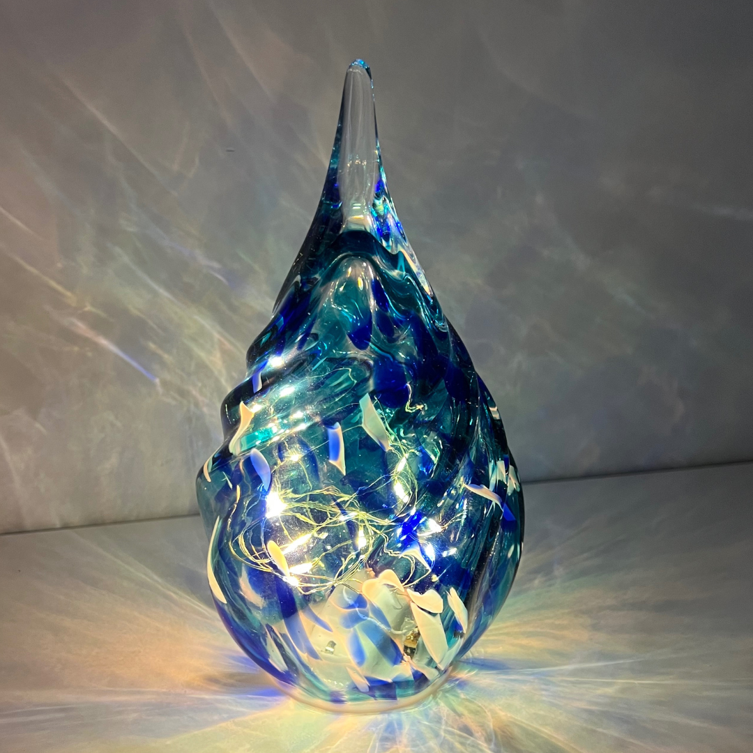 Glass Glow Teardrop Light - Blue | Sympathy Gifts Australia