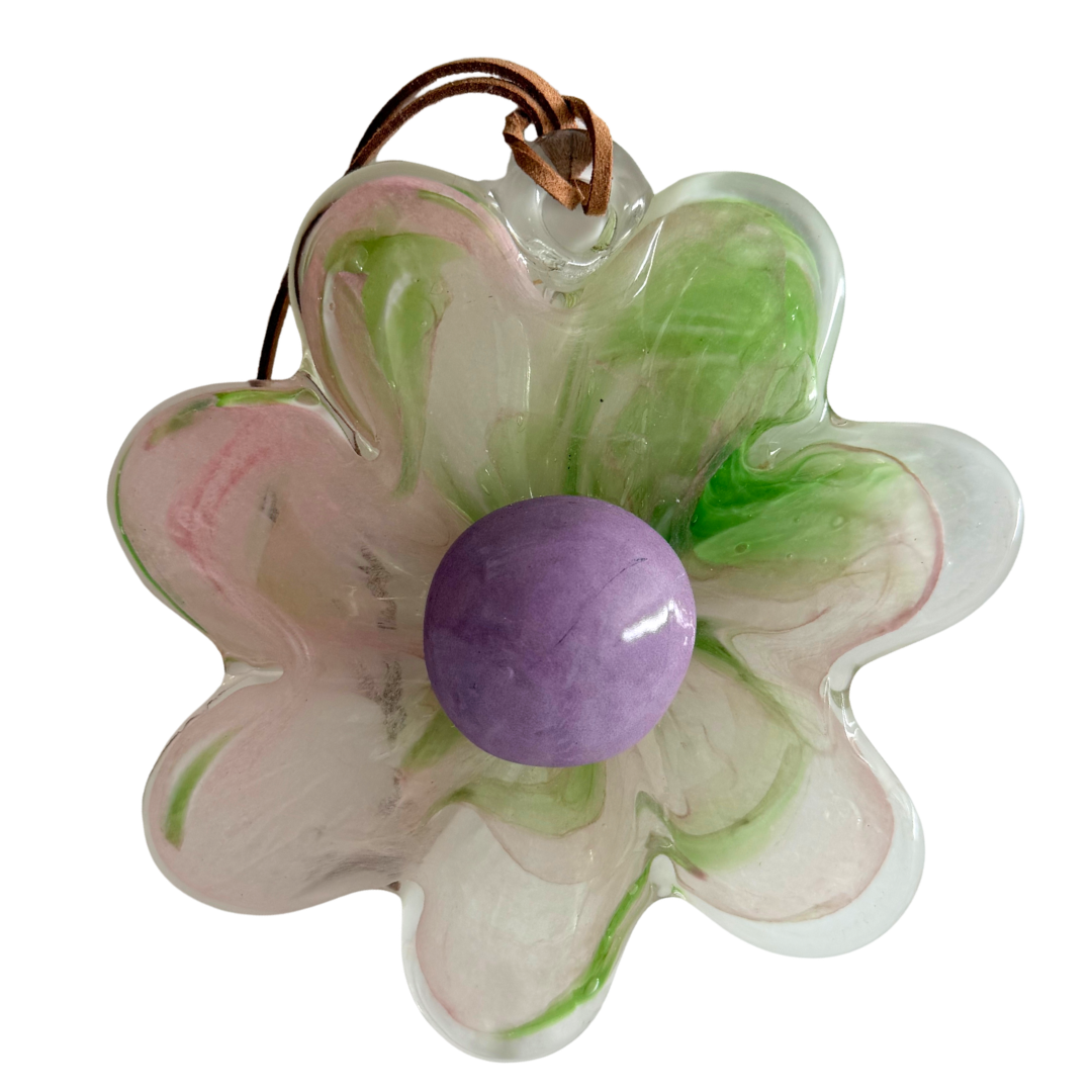 Glass Hanging Flower - Green and Pink | Grief Gifts Australia 