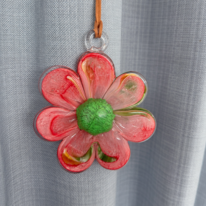 Glass Hanging Flower - Pink & Green | Alternative to Sympathy Flowers | Grief Gifts 