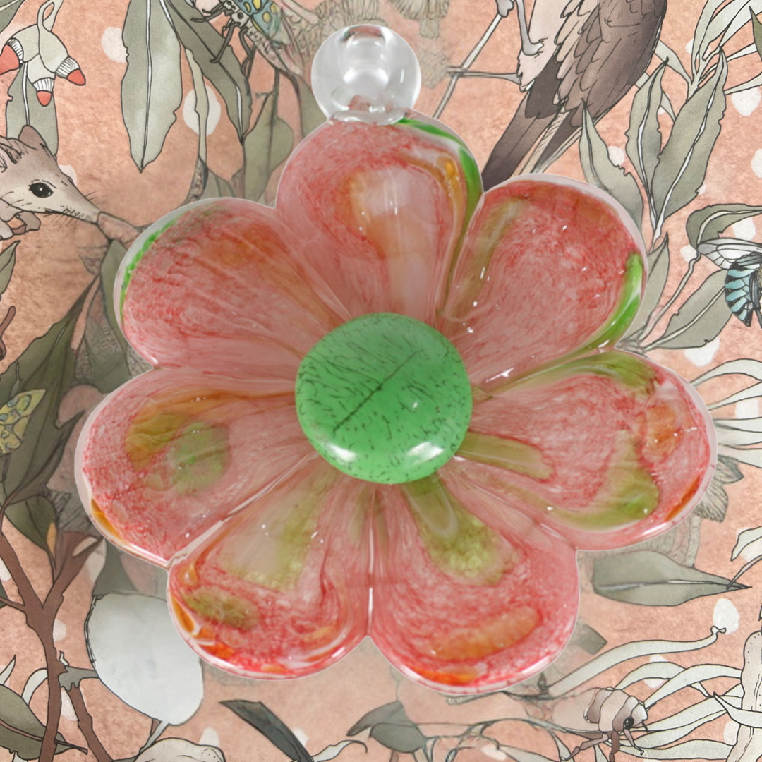 Glass Hanging Flower - Pink & Green | Grief Gifts Australia