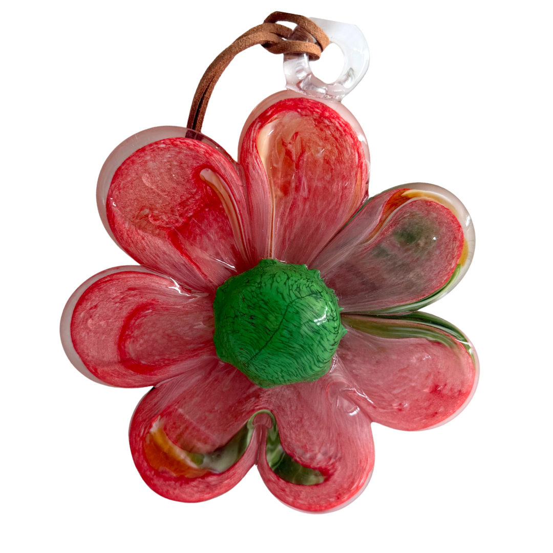 Glass Hanging Flower - Pink & Green | Grief Gifts Australia Delivered