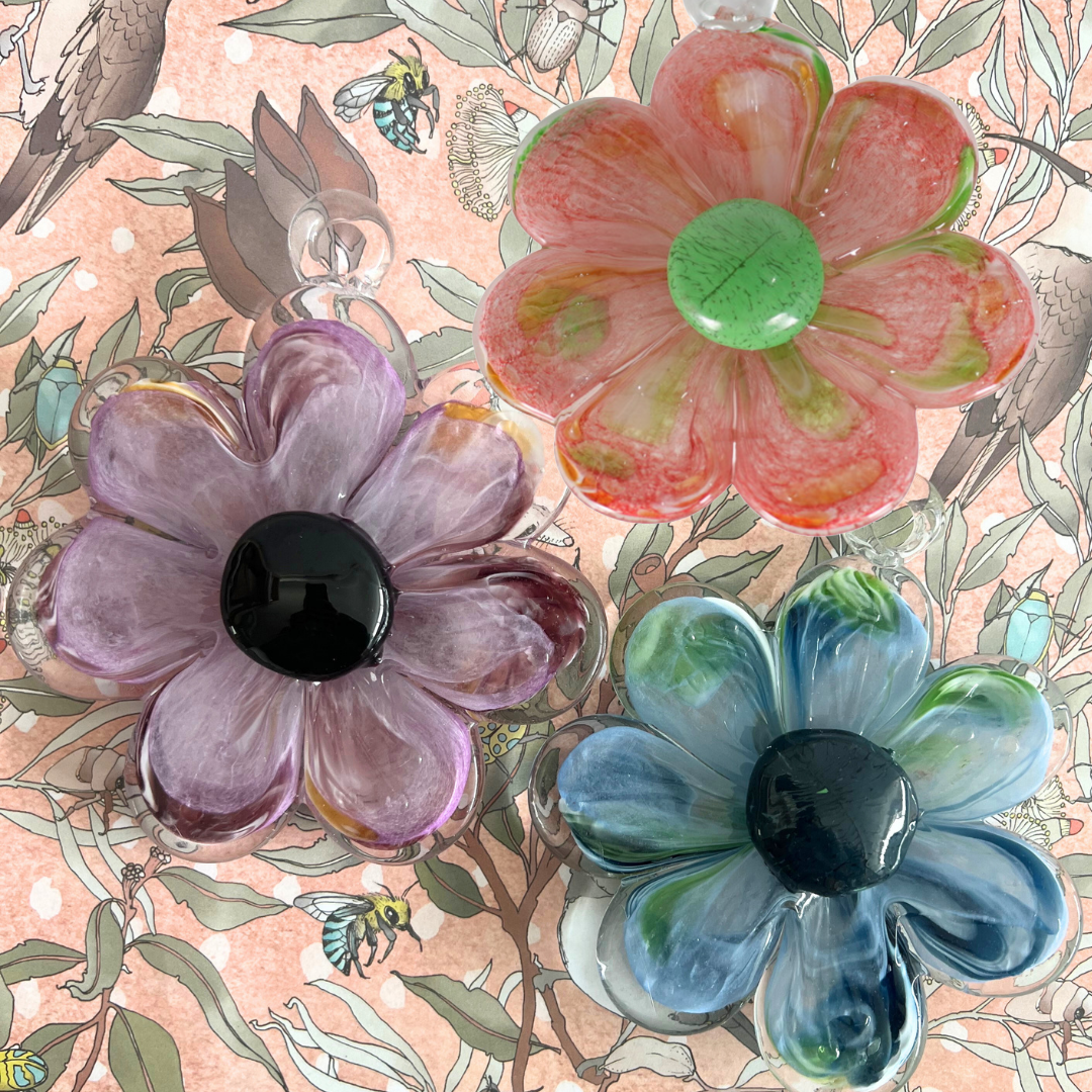 Glass Hanging Flower - Pink & Green | Grief Gifts Perth