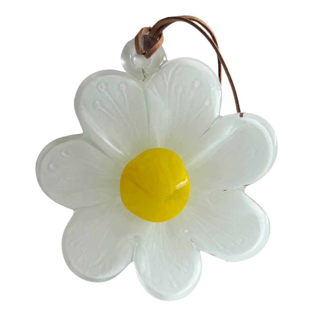 Glass Hanging Flower - White & Yellow  | Grief Gifts Australia 