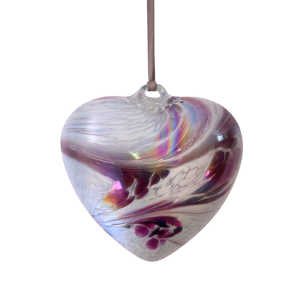 Glass Hanging Heart - Pearlised Pink | Sympathy Gift | Grief Gifts Perth 