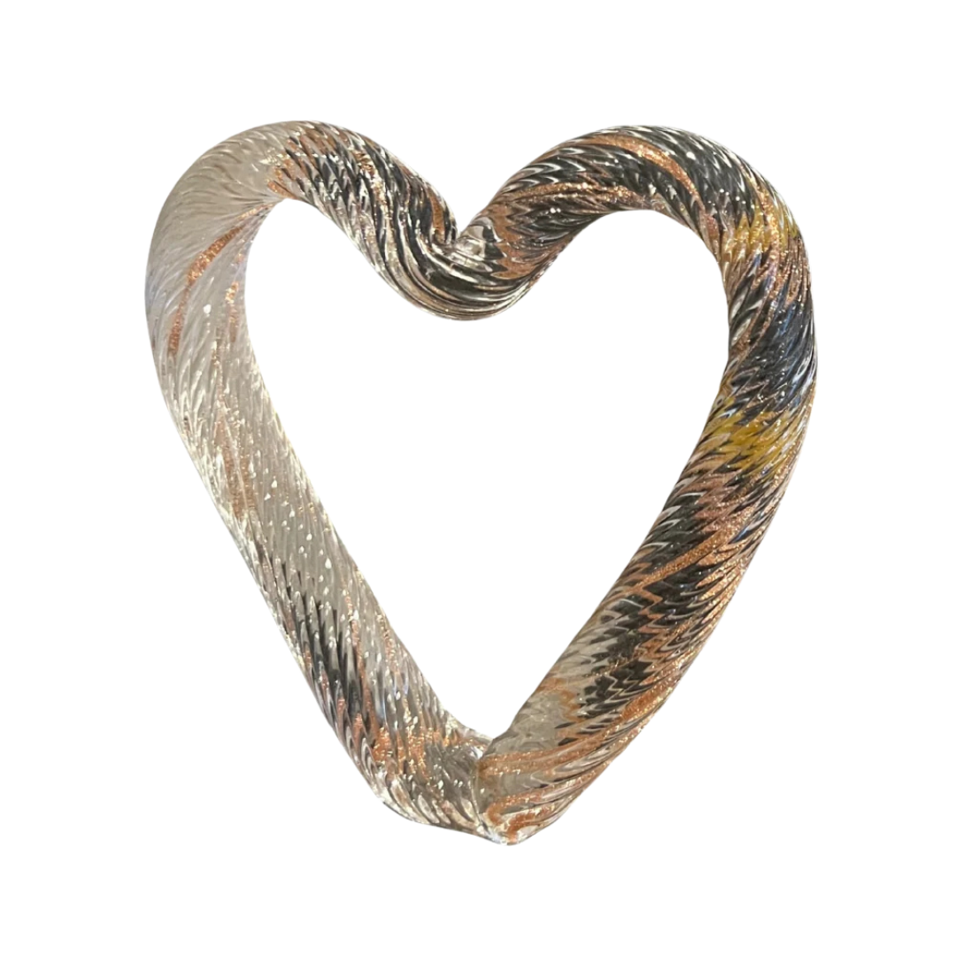 Glass Heart - Clear with Gold Flecks | Grief Gifts Australia 