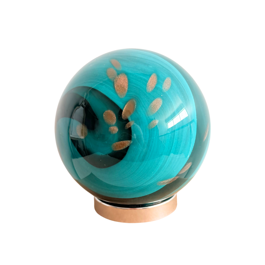 Glass Sympathy Ball - Marine Green & Gold Swirl | Grief Gifts Australia