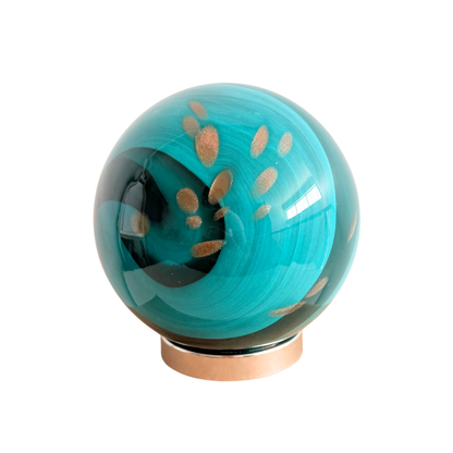 Glass Sympathy Ball - Marine Green & Gold Swirl | Grief Gifts Australia