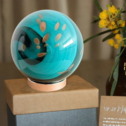 Glass Sympathy Ball - Marine Green & Gold Swirl | Grief Gifts Australia | Sympathy Gift | Alternative to Flowers
