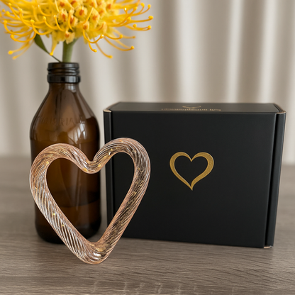 Glass Sympathy Heart in Gold Fleck | Grief Gifts Perth 