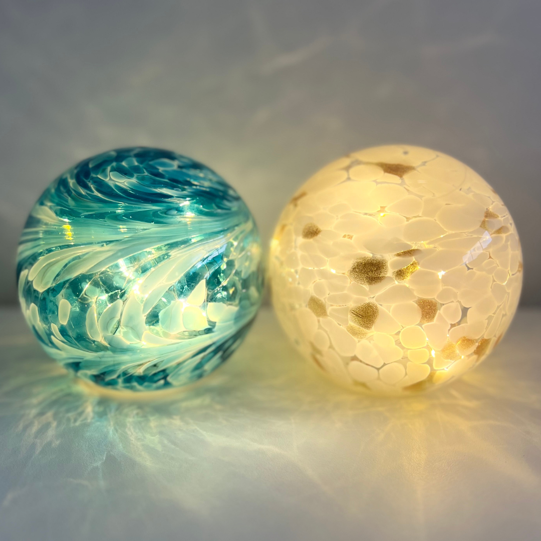 Glow Light Round – Turquoise, Blue and White | Grief Gifts Perth | Sympathy Gift Australia 
