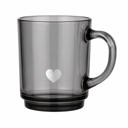 Grey Heart Glass Cup | Sympathy Gift Boxes Delivered 