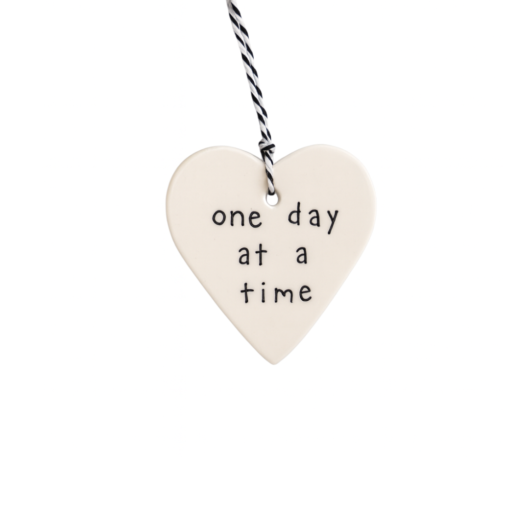 Handmade Ceramic Heart Tag One Day at a Time
