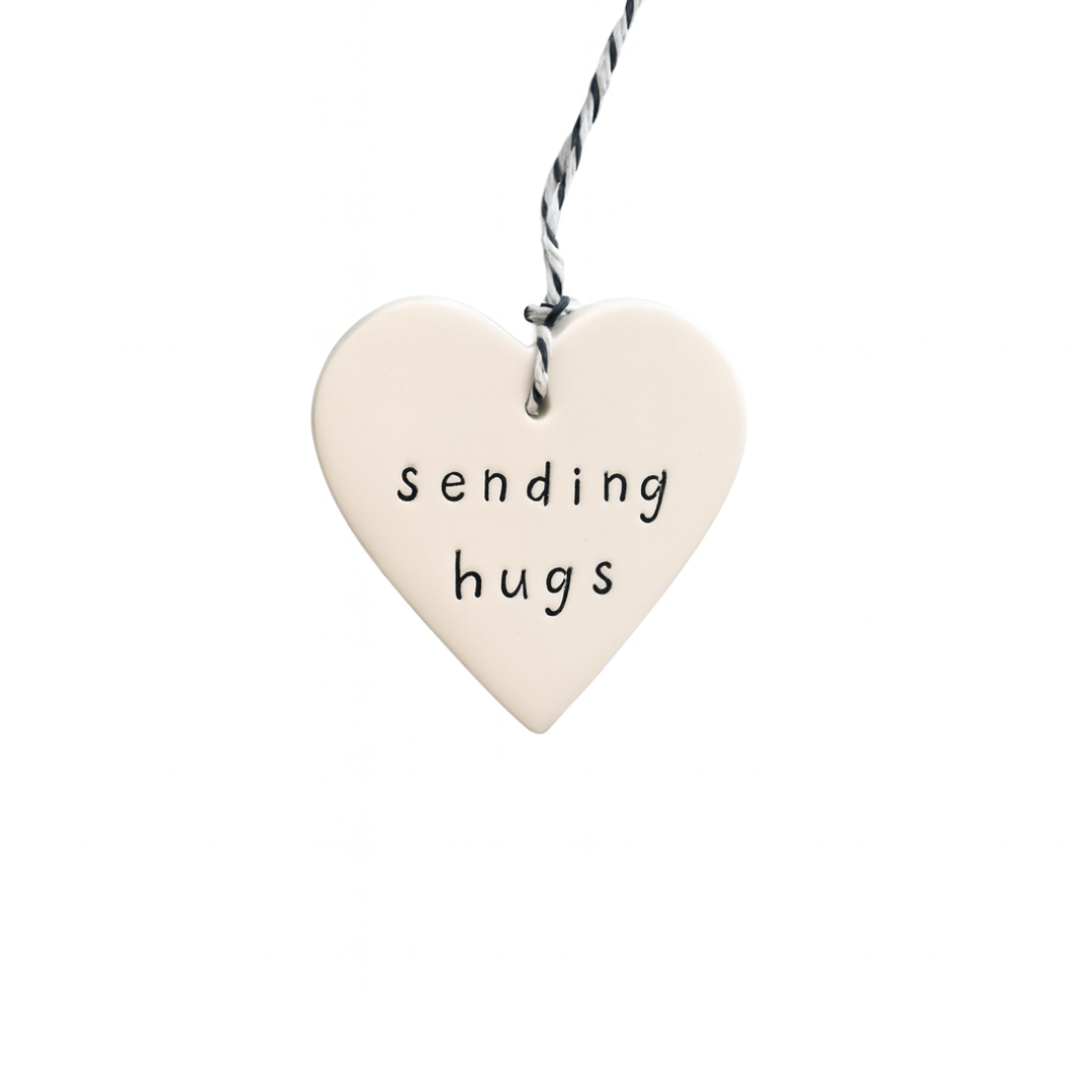 Handmade Ceramic Heart Tag Sending Hugs
