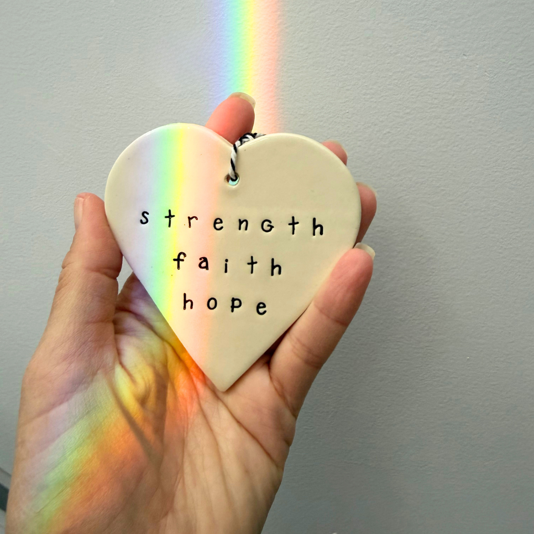 Handmade Ceramic Heart Tag Strength Faith Hope | Sympathy Gift Perth 