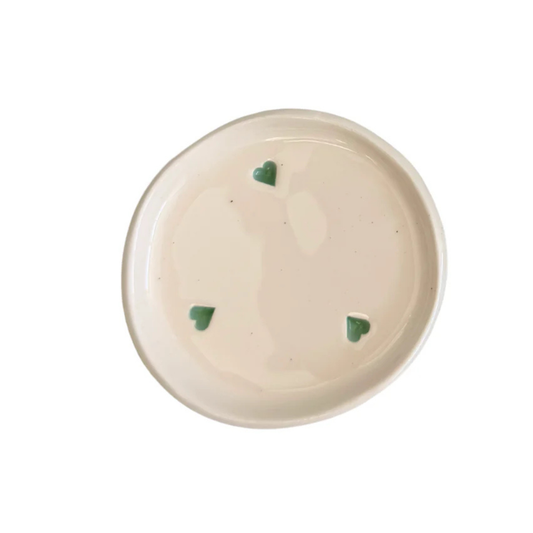 Handmade Ceramic Trinket Dish Sage Hearts | Grief Gifts Australia
