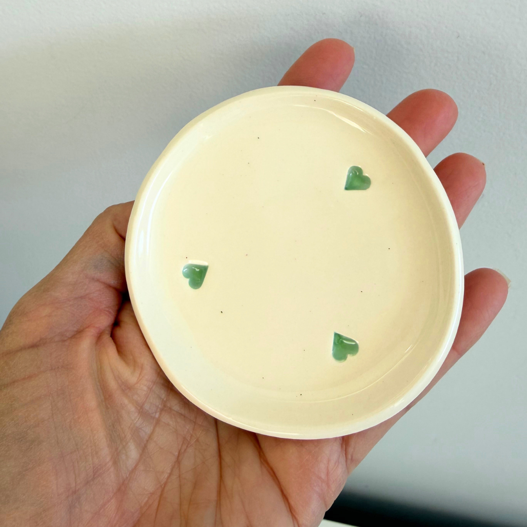 Handmade Ceramic Trinket Dish Sage Hearts  | Grief Gifts Perth 