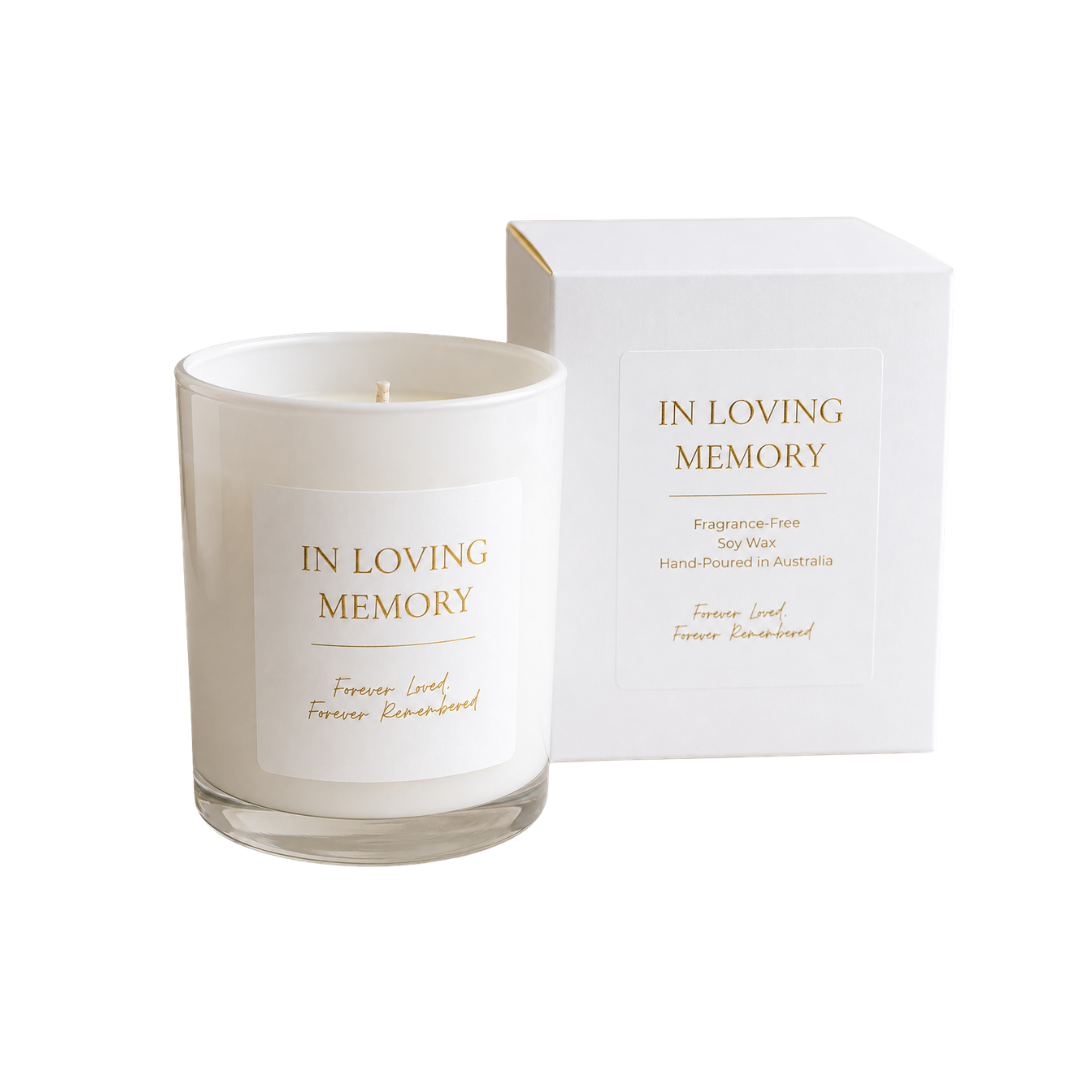 In Loving Memory Fragrance-Free Soy Wax Candle | Grief Gifts Australia 