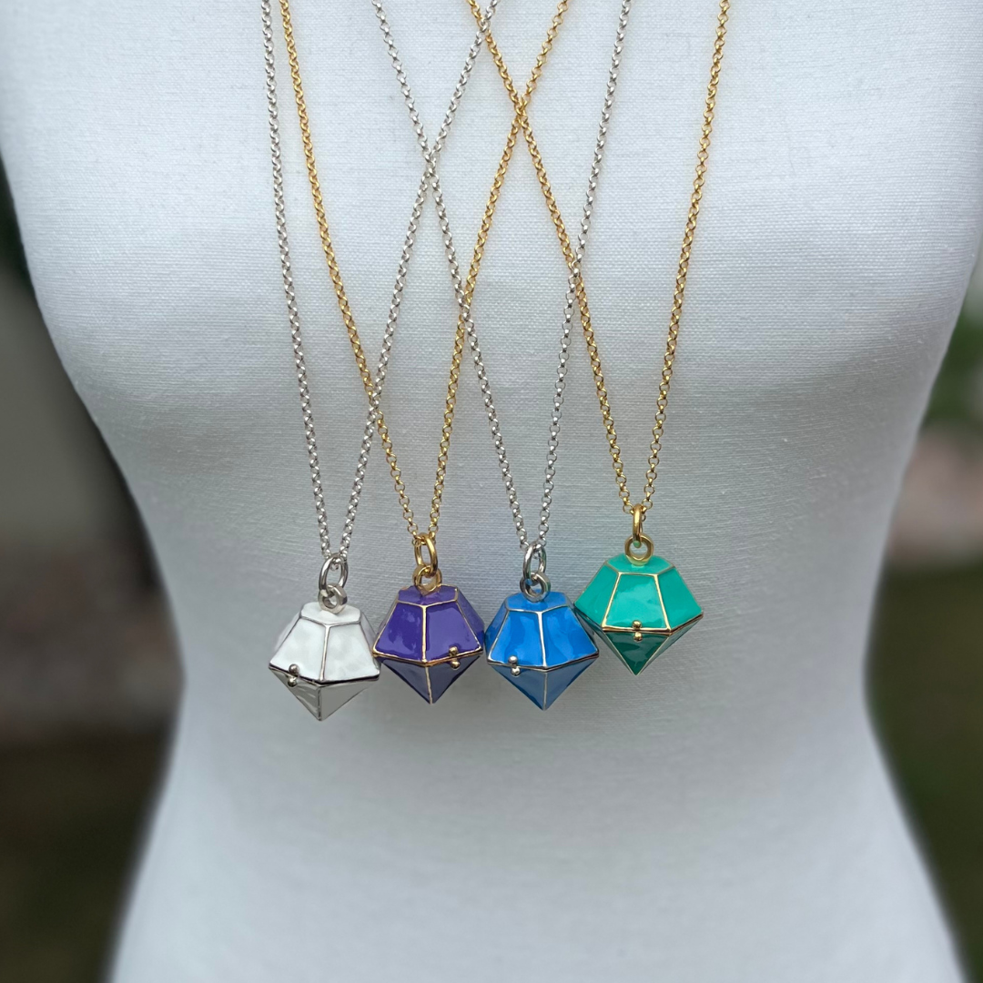 Enamel locket necklace discount