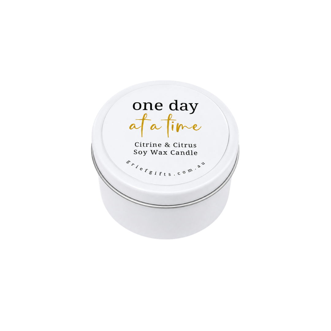 One Day at a Time Citrine & Citrus Soy Wax Candle | Grief Gifts Australia