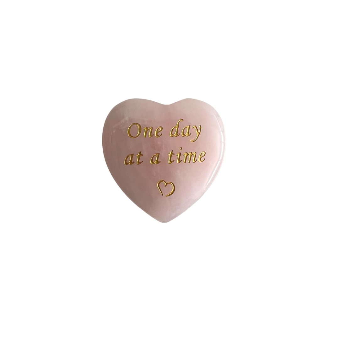 One Day at a Time Rose Quartz Heart | Grief Gifts Perth 