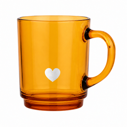 Orange Heart Glass Cup | Sympathy Gift Boxes Delivered 