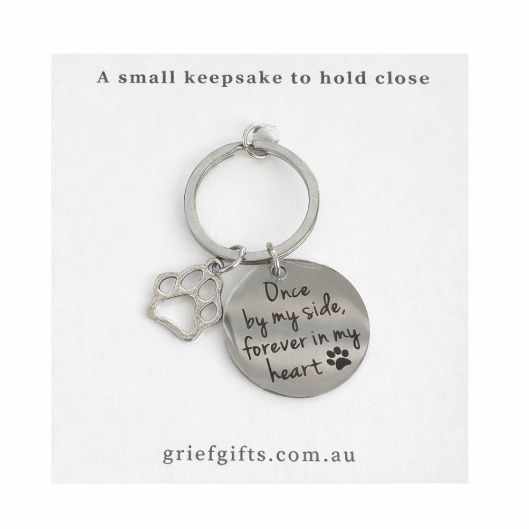 Pet Memorial Keychain – “Once by my side, forever in my heart” | Grief Gifts Australia | Pet Loss Gift 