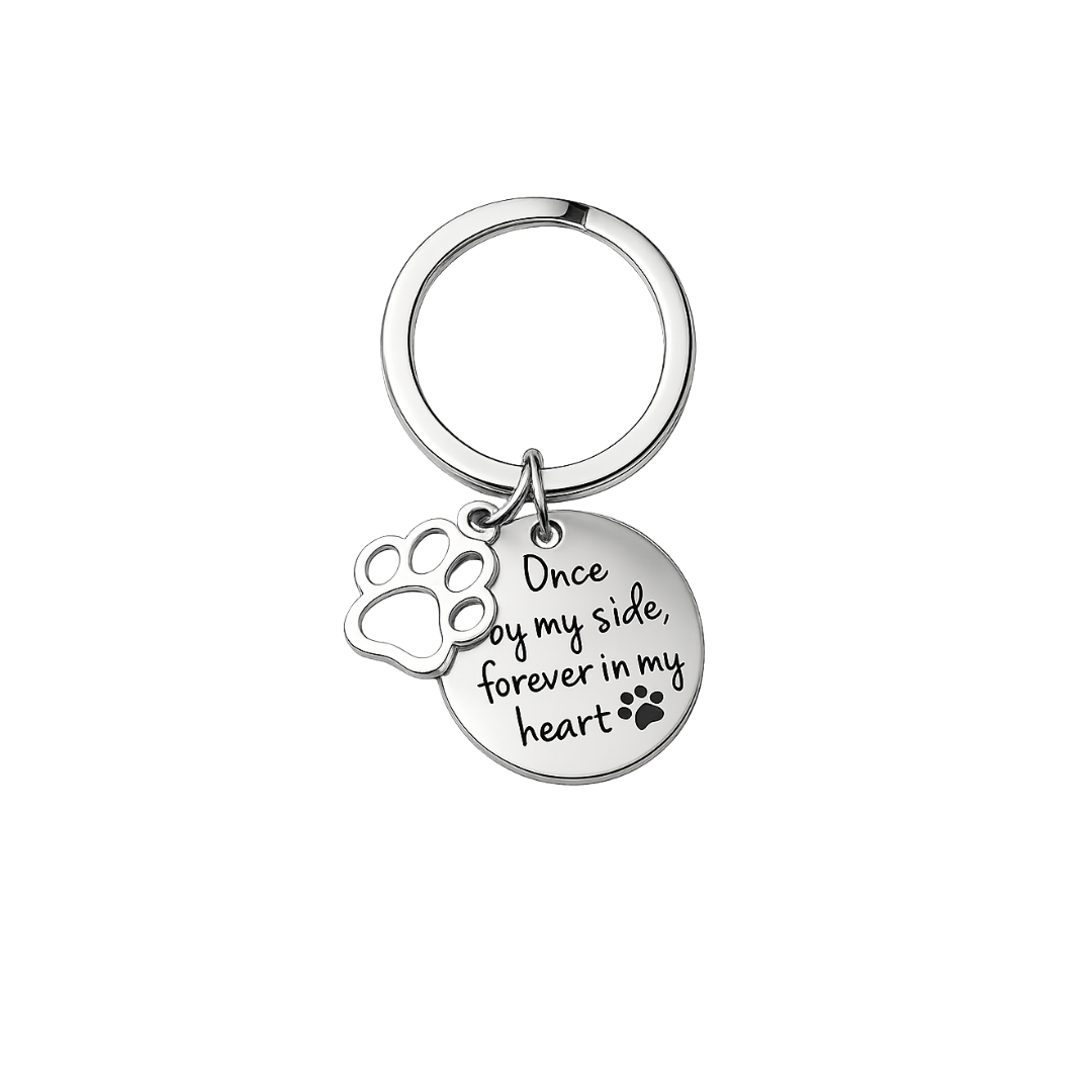 Pet Memorial Keyring – “Once by my side, forever in my heart”