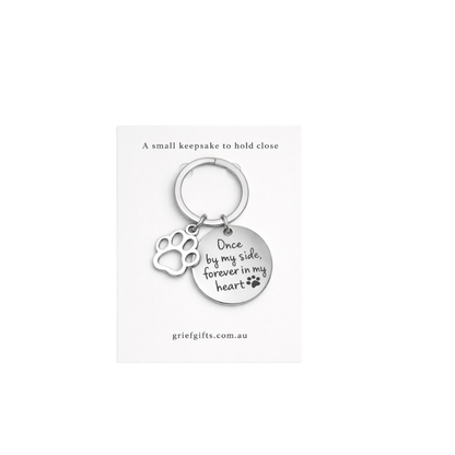 Pet Memorial Keyring – “Once by my side, forever in my heart” | Grief Gifts Australia