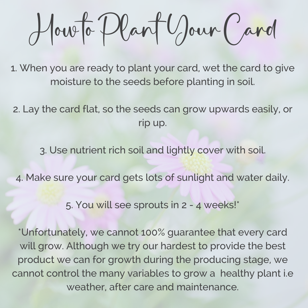 Plantable Gift Card Instructions | Grief Gifts Perth