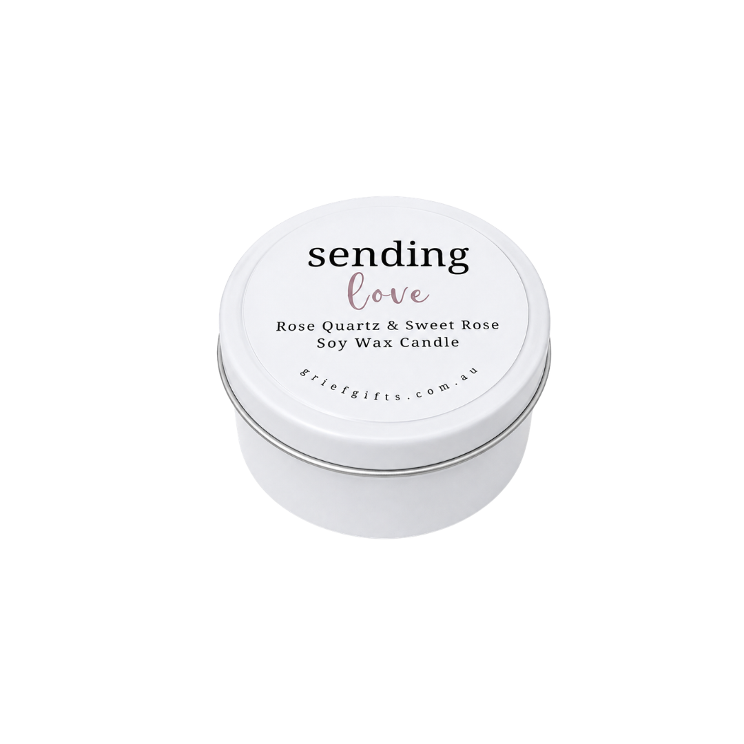 Sending Love Rose Quartz & Sweet Rose Soy Wax Candle 