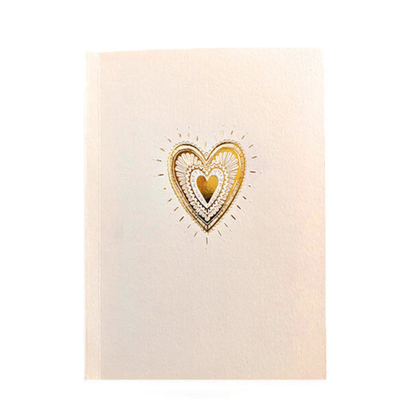 Golden Heart Embossed Notebook & Bamboo Pen