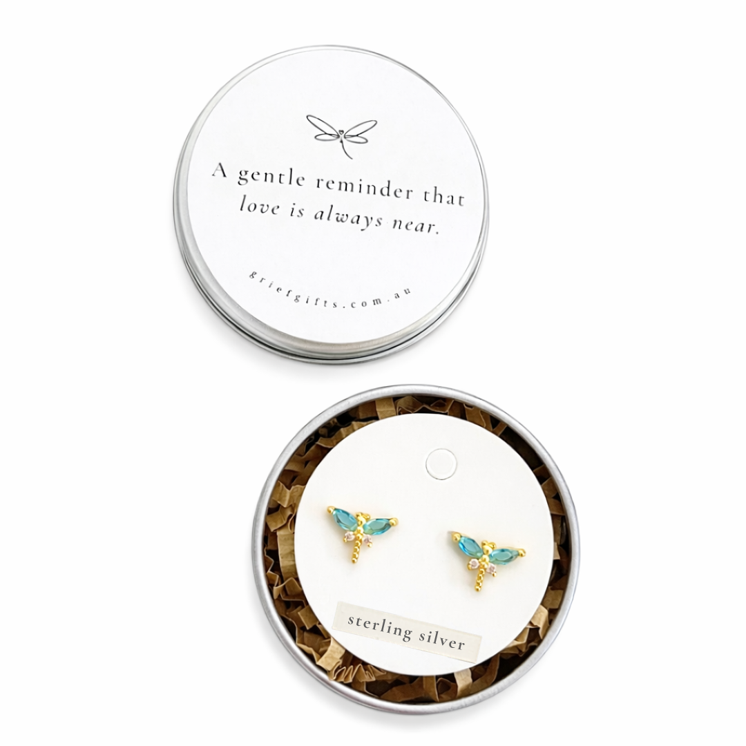 Sterling Silver Dragonfly Earrings - A gentle reminder that love is always near | Sympathy Gift Australia | Grief Gifts Australia