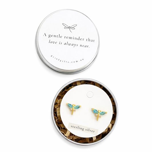 Sterling Silver Dragonfly Earrings - A gentle reminder that love is always near | Sympathy Gift Australia | Grief Gifts Australia