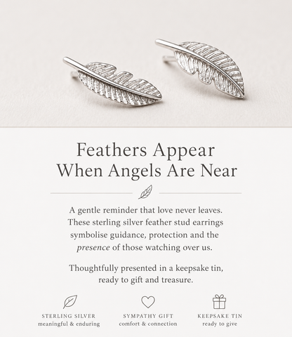 Sterling Silver Feather Earrings - Feathers Appear When Angels Are Near | Alternative to Sympathy Flowers