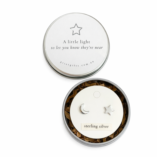 Sterling Silver Moon and Star Earrings | Grief Gifts Australia