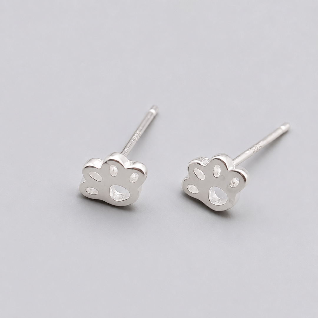Sterling Silver Paw Print Earrings - Forever Loved | Pet Loss Gift