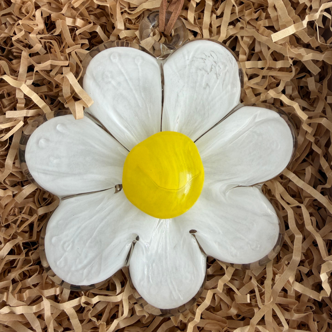 Sympathy Glass Hanging Flower - White & Yellow | Grief Gifts Australia  Delivered