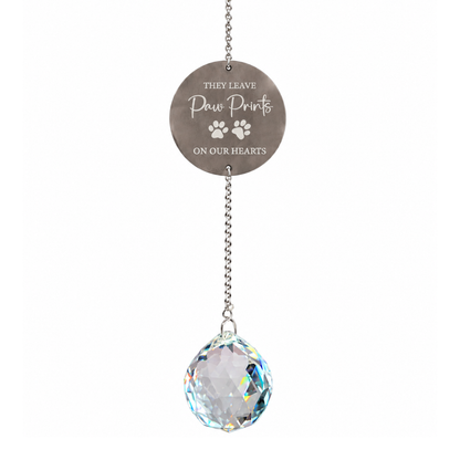 They Leave Paw Prints on Our Hearts Suncatcher | Pet Loss Suncatcher | Grief Gifts 