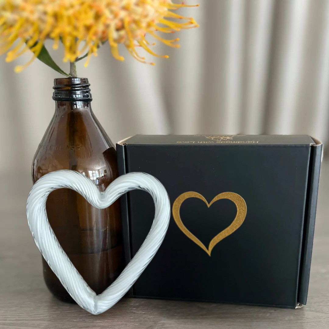 White Glass Heart | Sympathy Gift | Grief Gifts Perth 