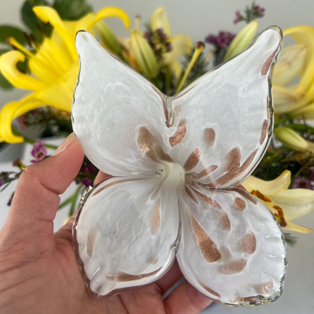 White and Gold Glass Butterfly | Grief Gifts Perth | Sympathy Gifts Australia