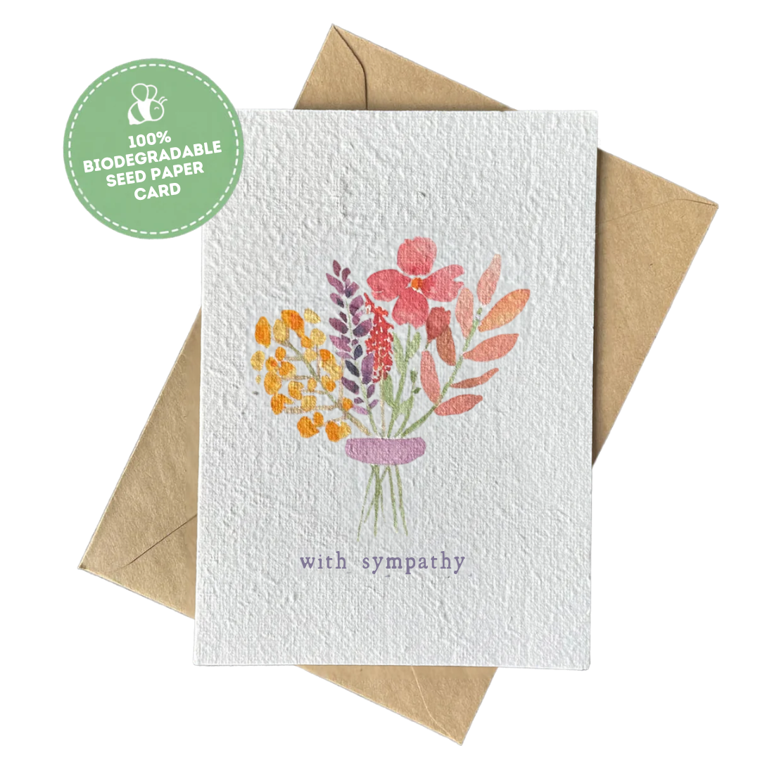 With Sympathy Flower Bunch Plantable Gift Card | Grief Gifts Australia 