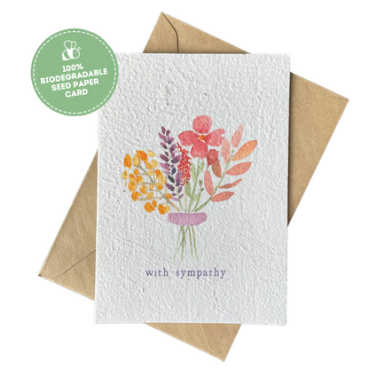 With Sympathy Flower Bunch Plantable Gift Card | Grief Gifts Australia 