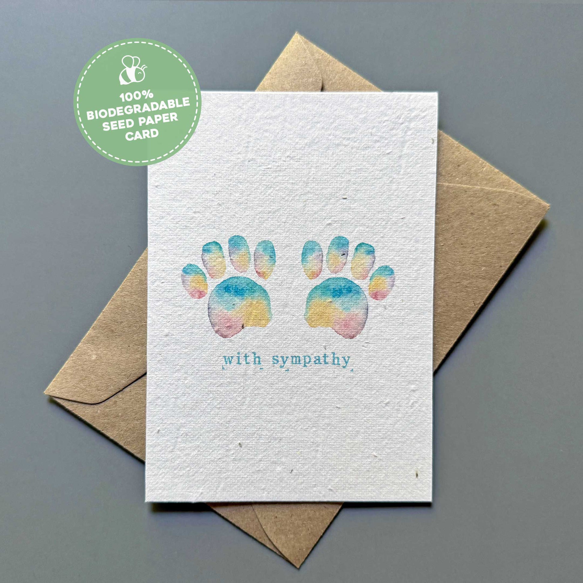 With Sympathy Paw Print - Plantable Pet Loss Card