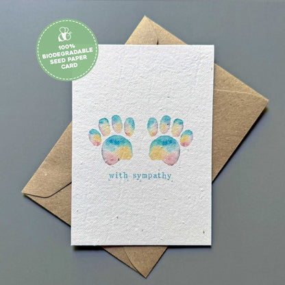 With Sympathy Paw Print - Plantable Pet Loss Card