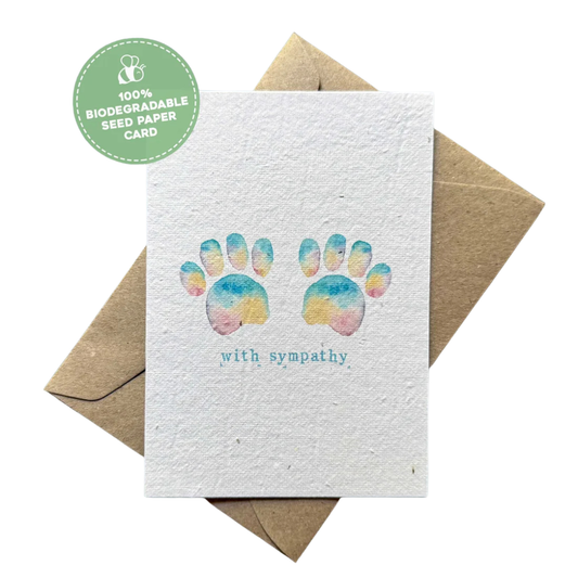 With Sympathy Paw Print Plantable Pet Loss Card | Pet Loss | Grief Gifts
